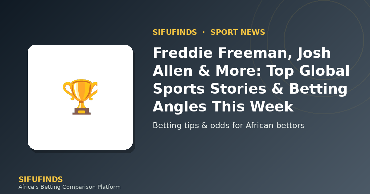 Freddie Freeman, Josh Allen & More: Top Global Sports Stories & Betting Angles This Week