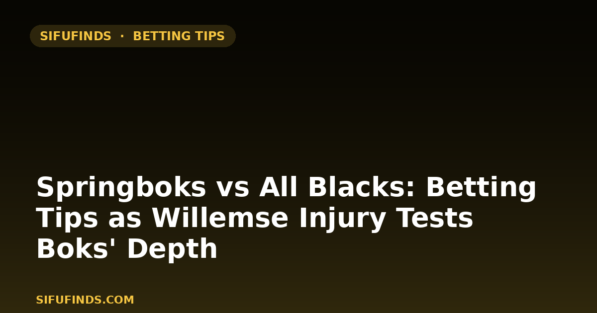 Springboks vs All Blacks: Betting Tips as Willemse Injury